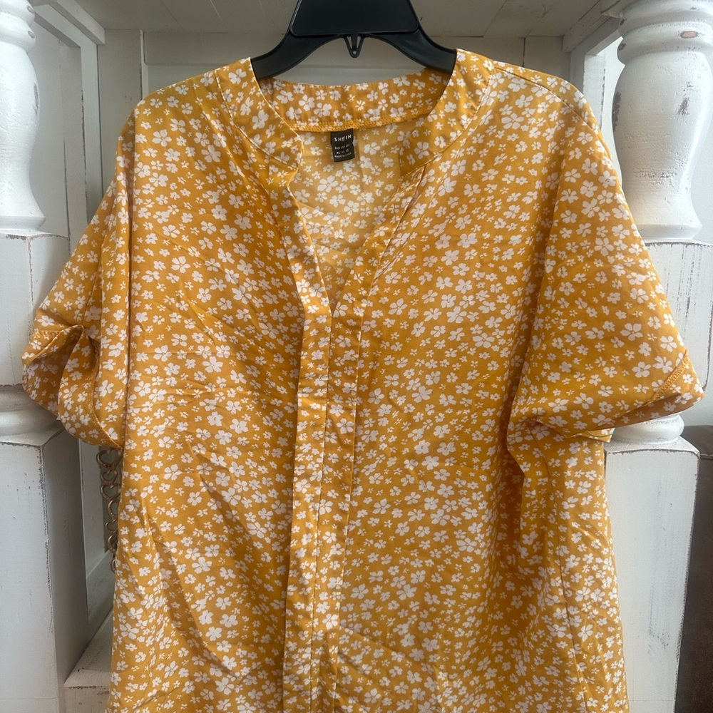SHEIN Yellow Floral Women's Blouse